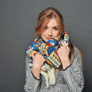 Coopworth Wool Scarf with Acamarian Patterns