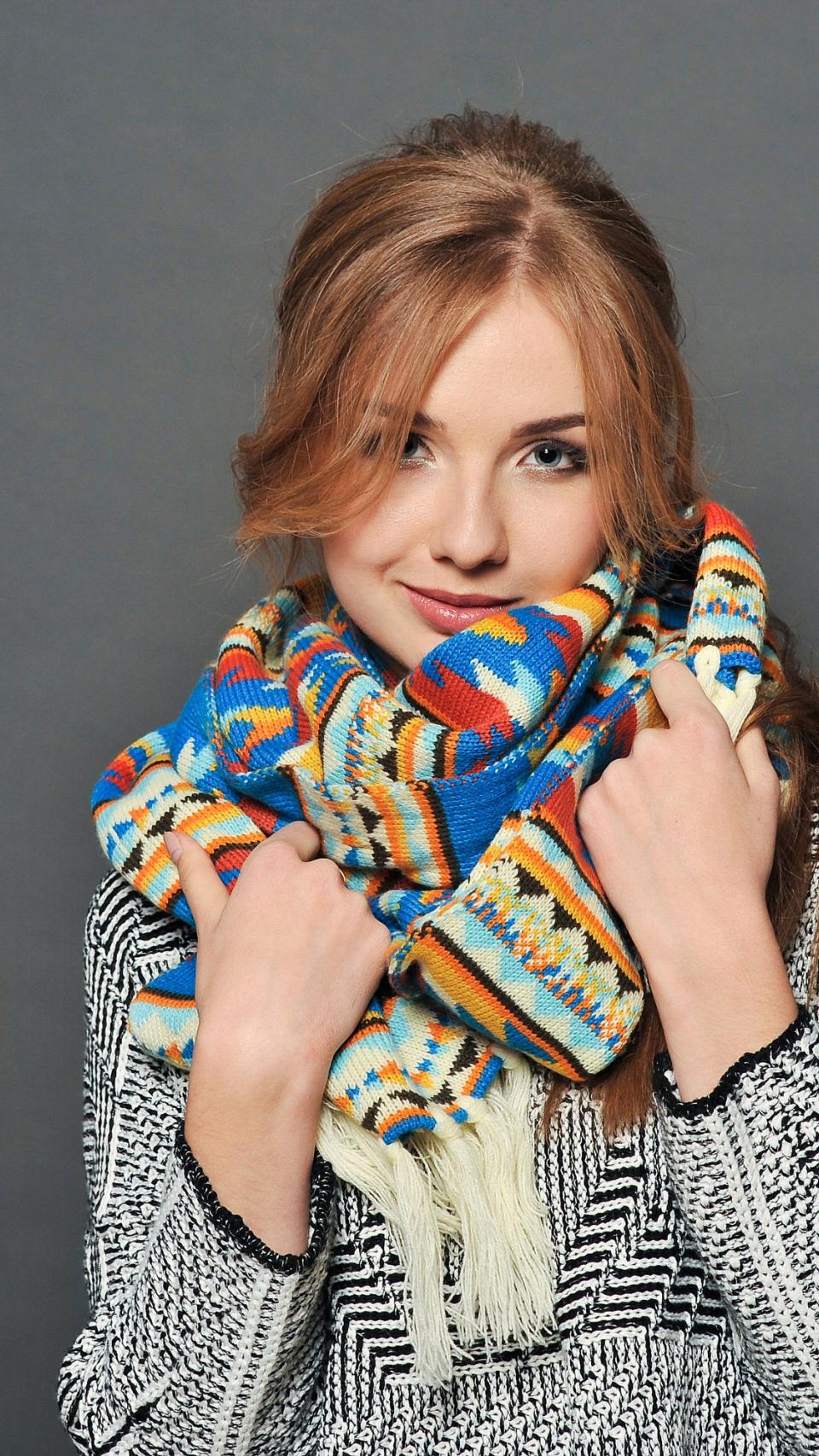 Coopworth Wool Scarf with Acamarian Patterns